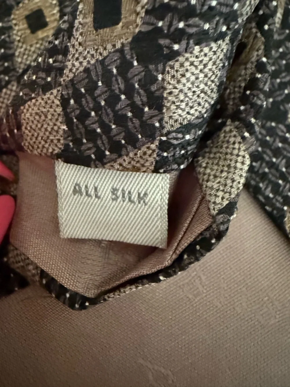 Pierre Cardin Silk‎ Tie Geometric Diamond Pattern Black Gray Brown Classic